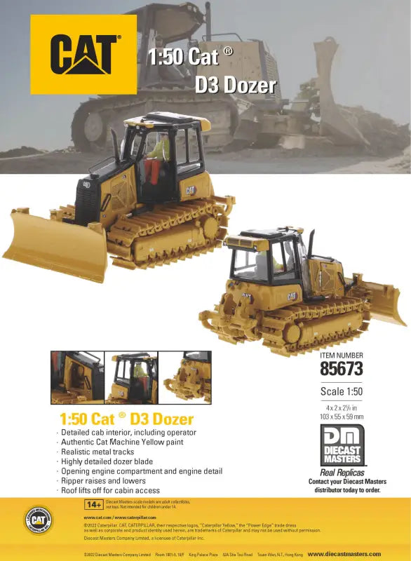 Load image into Gallery viewer, CAT - 1/50 - D3 DOZER W/ RIPPER - DIECAST | SCALE