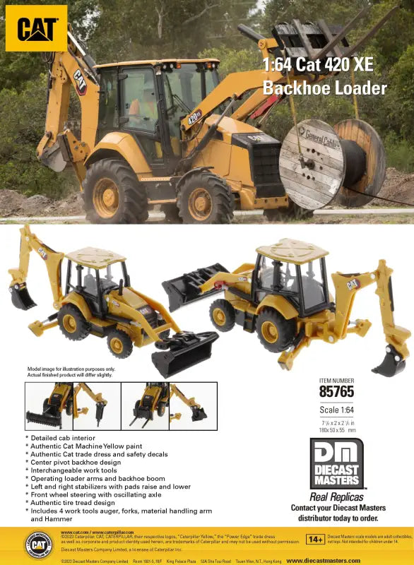 Load image into Gallery viewer, CAT - 1/64 - 420 XE BACKHOE LOADER WITH 4 ADDITIONAL TOOLS