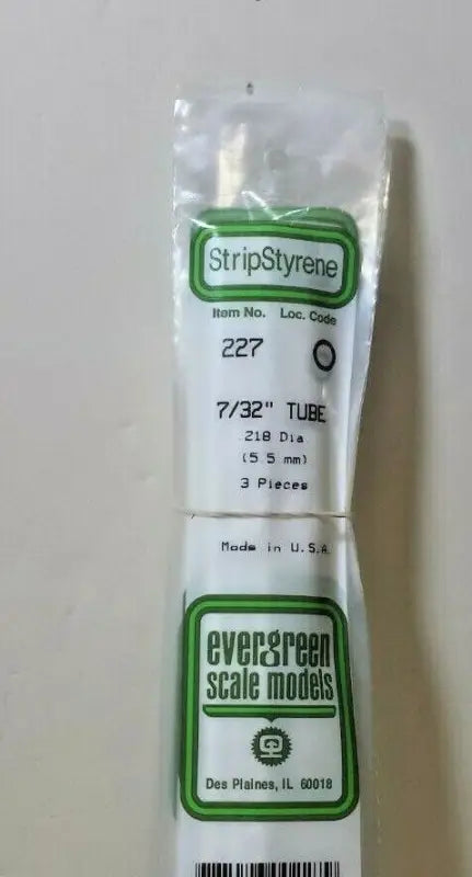 EVERGREEN -.218’’ (7/32’’) 5.5 MM WHITE STYRENE TUBING 227