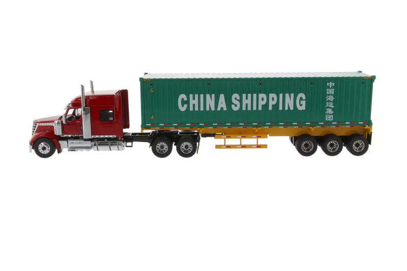 Load image into Gallery viewer, INTERNATIONAL - 1/50 - LONESTAR DAY CAB - SKELETON TRAILER/