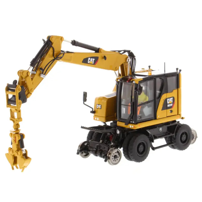 Chargez l&#39;image dans la visionneuse de la galerie, CAT - 1/50 - M323F RAILROAD WHEELED EXCAVATOR CAT YELLOW
