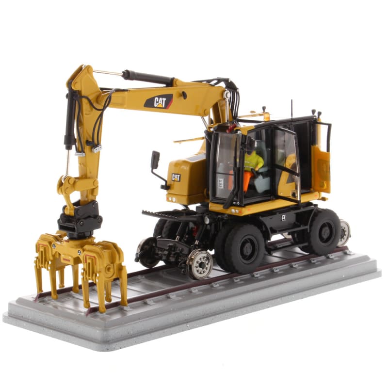 Load image into Gallery viewer, 1/50 - M323F railroad Wheeled Excavator CAT Yellow DIECAST
