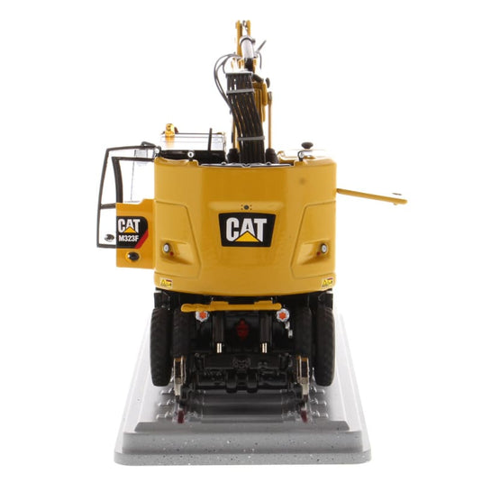 1/50 - M323F railroad Wheeled Excavator CAT Yellow DIECAST