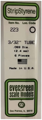 3/32’ -.093’ (2.4mm) RND TUBE WHITE STYRENE TUBING