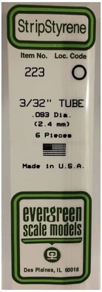 Load image into Gallery viewer, 3/32’ -.093’ (2.4mm) RND TUBE WHITE STYRENE TUBING
