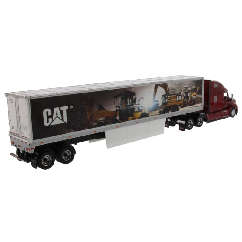 Load image into Gallery viewer, 1/50 - 579 Peterbilt Day Cab with CAT Mural Trailers
