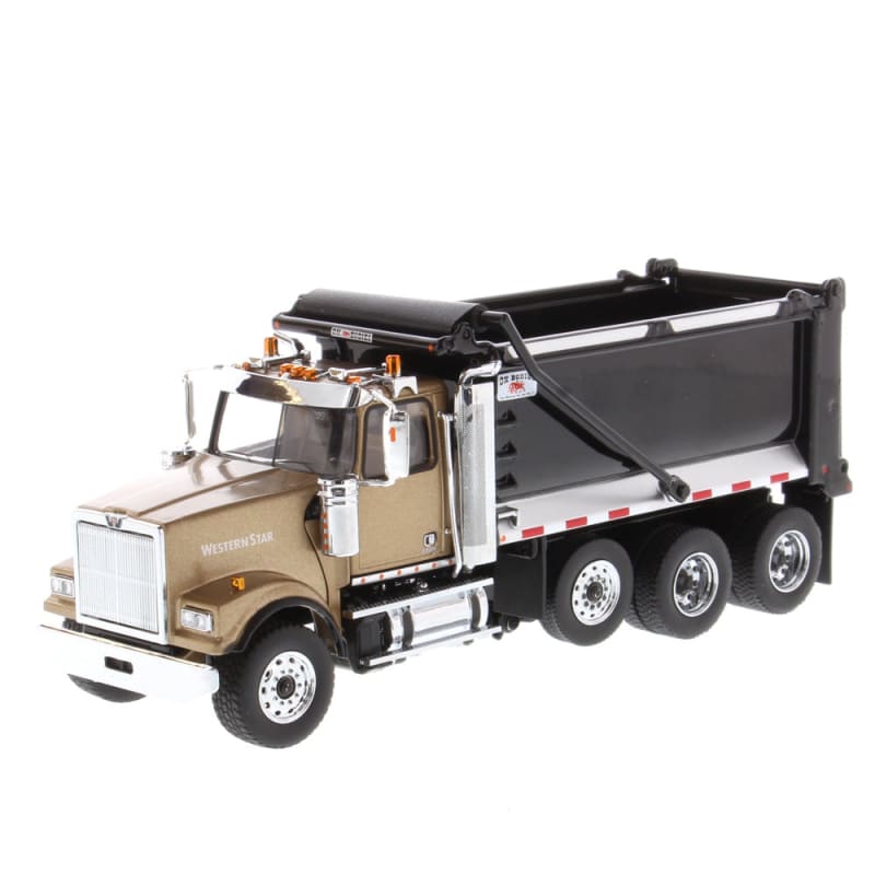 Load image into Gallery viewer, 1/50 - 4900 SF OX Stampede Dump Truck/Gold cab + black body

